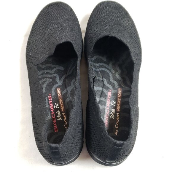 Skechers Womens Size 8.5 Black Slip On Air Cooled Memory Foam Walking Shoes - Picture 7 of 8